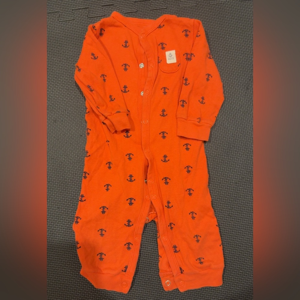 Carter's Orange Anchor Print Footie One Piece